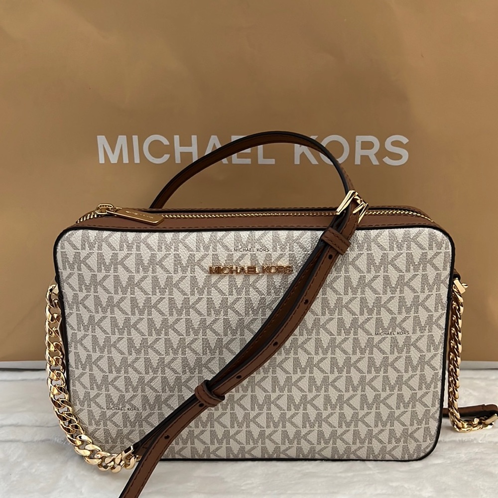 Michael Kors Jet Set Large Printed Logo Crossbody Messenger Bag